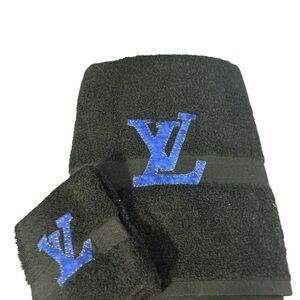 Louis Vuitton Black Towels with Blue LV Embroidery towel and rag nice new